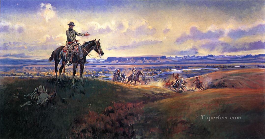 charles m russell and his friends 1922 Charles Marion Russell Indiana cowboy Oil Paintings